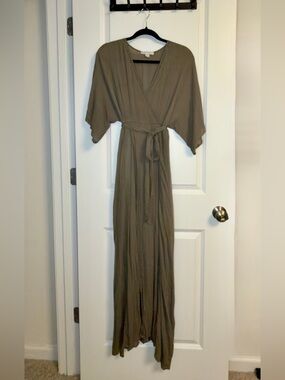 FAVLUX Olive Green Maxi Wrap Dress